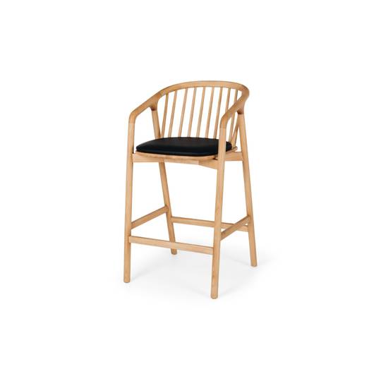 NORD Highback Barstool Natural Oak and Black PU Seat